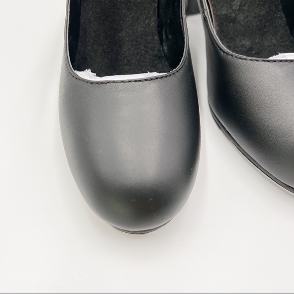 7.5W 7.5 WIDE Capezio 657 Manhattan Xtreme Black Leather Tap Dance Shoes Heels - Picture 4 of 14